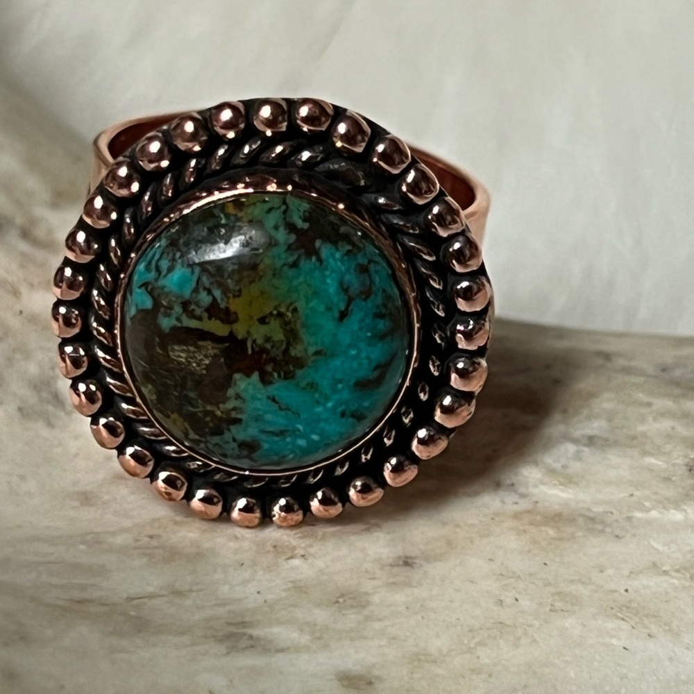 Turquoise And Copper Statement Ring - image 3